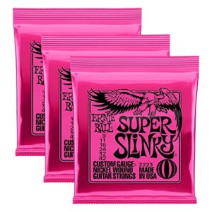 ernie ball 2223 nickel super slinky pink electric guitar strings 3 pack