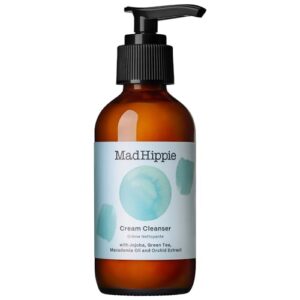 mad hippie cream cleanser - hydrating facial cleanser with jojoba oil, green tea, orchid extract, and hyaluronic acid, gentle face cleanser for women/men with dry, sensitive skin, 4 fl oz