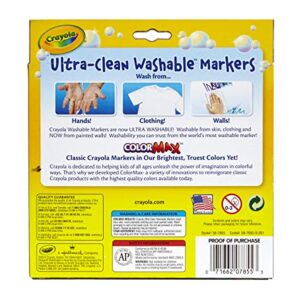 Crayola Ultra Clean Washable Markers (10 Count), Broad Line Markers For Kids, Great For Crafting & School Supplies, Nontoxic