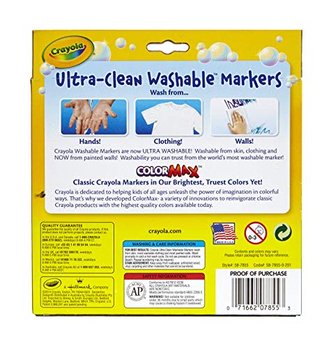 Crayola Ultra Clean Washable Markers (10 Count), Broad Line Markers For Kids, Great For Crafting & School Supplies, Nontoxic