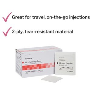 McKesson Alcohol Prep Pads, 2-Ply 70% Isopropyl Alcohol Individually Wrapped Wipes, 100 Count, 1 Pack