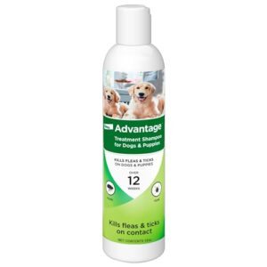 advantage dog flea & tick shampoo for puppies & adult dogs | kills fleas & ticks | 12 oz.