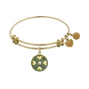 jewelry affairs yellow finish brass birthstone angelica bangle bracelet, 7.25"