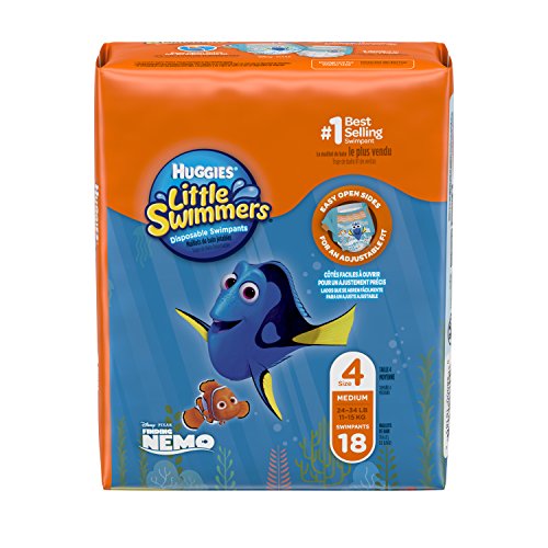 Huggies Little Swimmers Disposable Swimpants, Swim Diaper, Size Medium, 18 Ct. (Pack of 4)