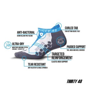 Thirty48 Running Socks for Men and Women Features Coolmax Fabric That Keeps Feet Cool & Dry - 1 Pair or 3 Pairs