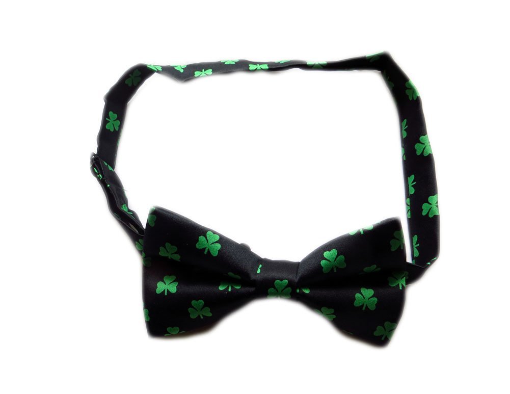 DanggiMan Men's St Patrick's Green Shamrock Bowtie Bow Tie - Black - One Size