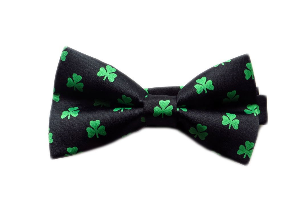 DanggiMan Men's St Patrick's Green Shamrock Bowtie Bow Tie - Black - One Size