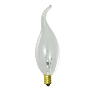 bulbrite 414025-10pk - 25w - teardrop ca11 - e12 base - 120v - 2600k - 2,500hrs - clear - incandescent chandelier