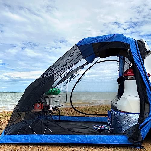 aomxay SUV Tent for Camping and Hiking, Lightweight with Rainfly and Tent Stakes, 6' x 6.5' Universal Tailgate Tent for Cars, SUVs, Trucks, Hatchbacks