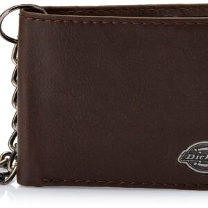 Dickies Men's Bifold Chain Wallet-High Security with ID Window and Credit Card Pockets, Rich Brown, One Size