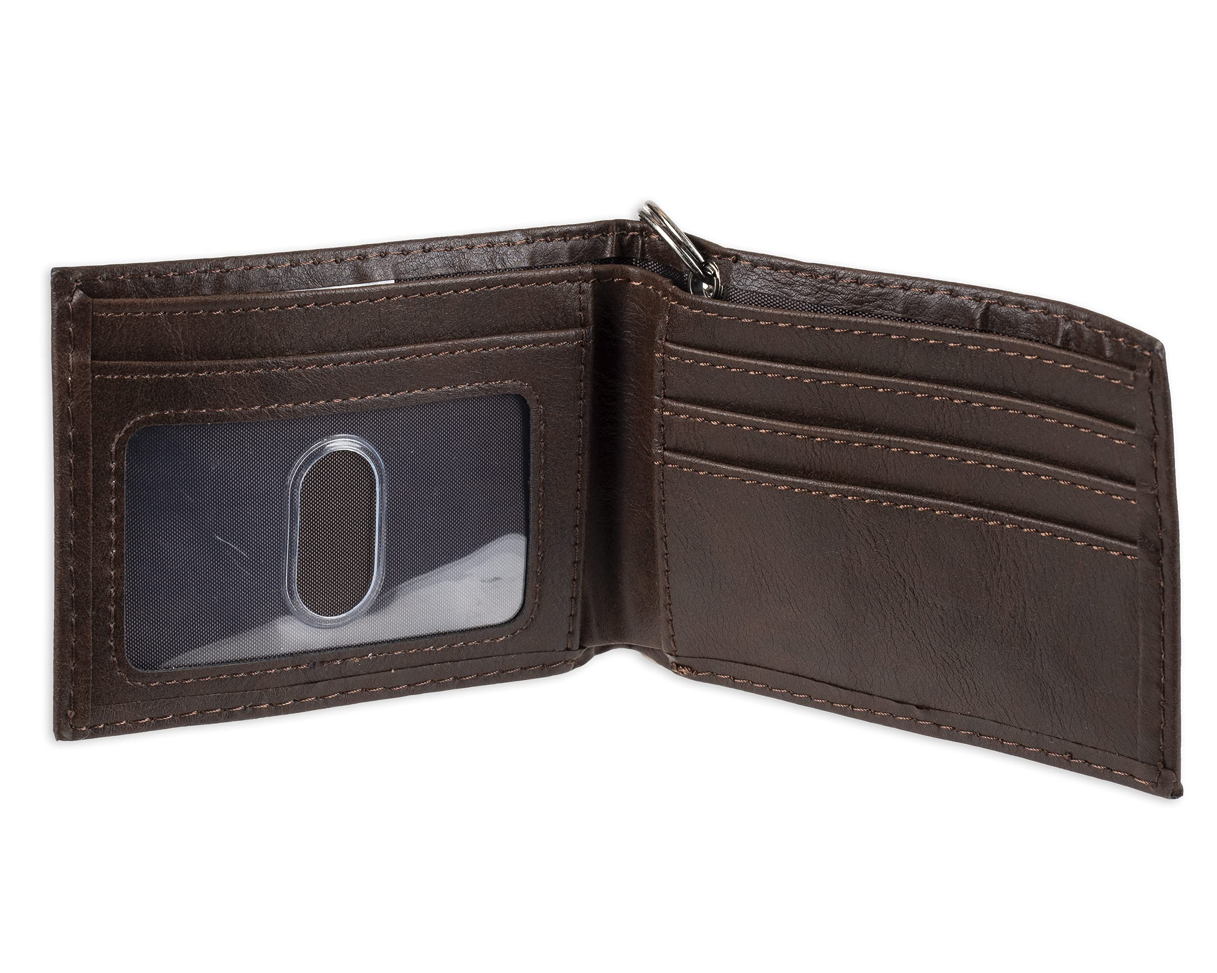 Dickies Men's Bifold Chain Wallet-High Security with ID Window and Credit Card Pockets, Rich Brown, One Size