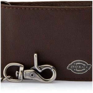 Dickies Men's Bifold Chain Wallet-High Security with ID Window and Credit Card Pockets, Rich Brown, One Size