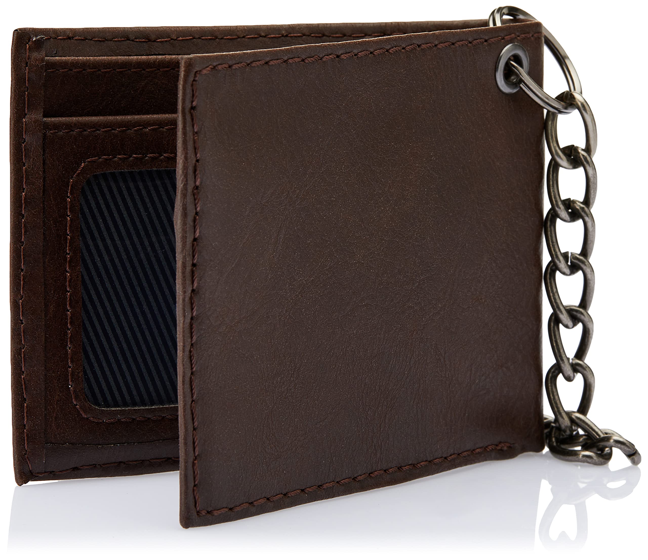 Dickies Men's Bifold Chain Wallet-High Security with ID Window and Credit Card Pockets, Rich Brown, One Size