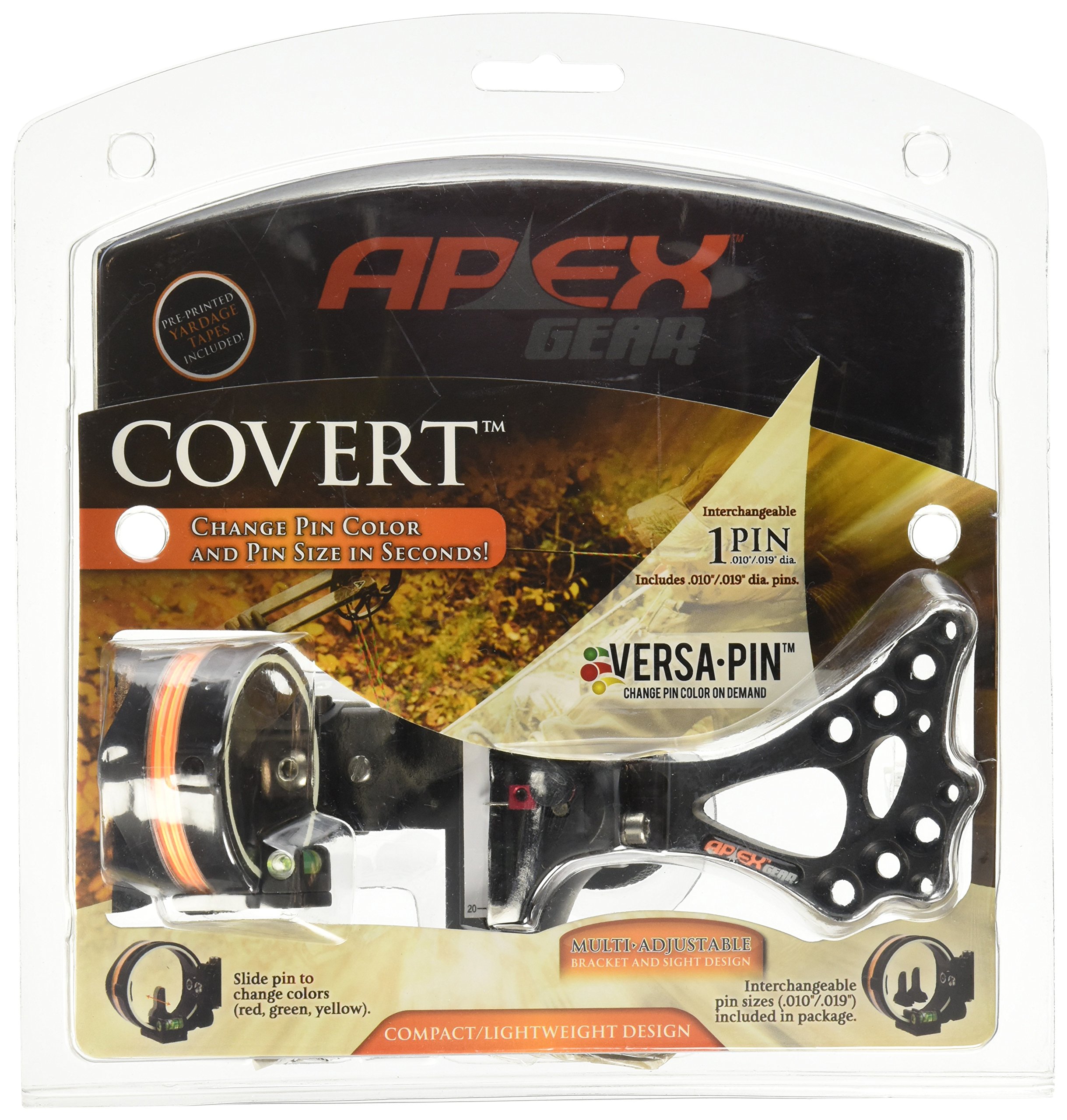 Apex Gear Covert 1-Pin Sight .019" / .010" Black