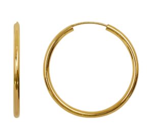 medium 14k yellow gold continuous endless hoop earrings (2mm tube) (30mm)