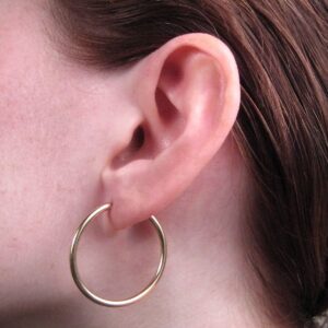 Medium 14K Yellow Gold Continuous Endless Hoop Earrings (2mm Tube) (30mm)