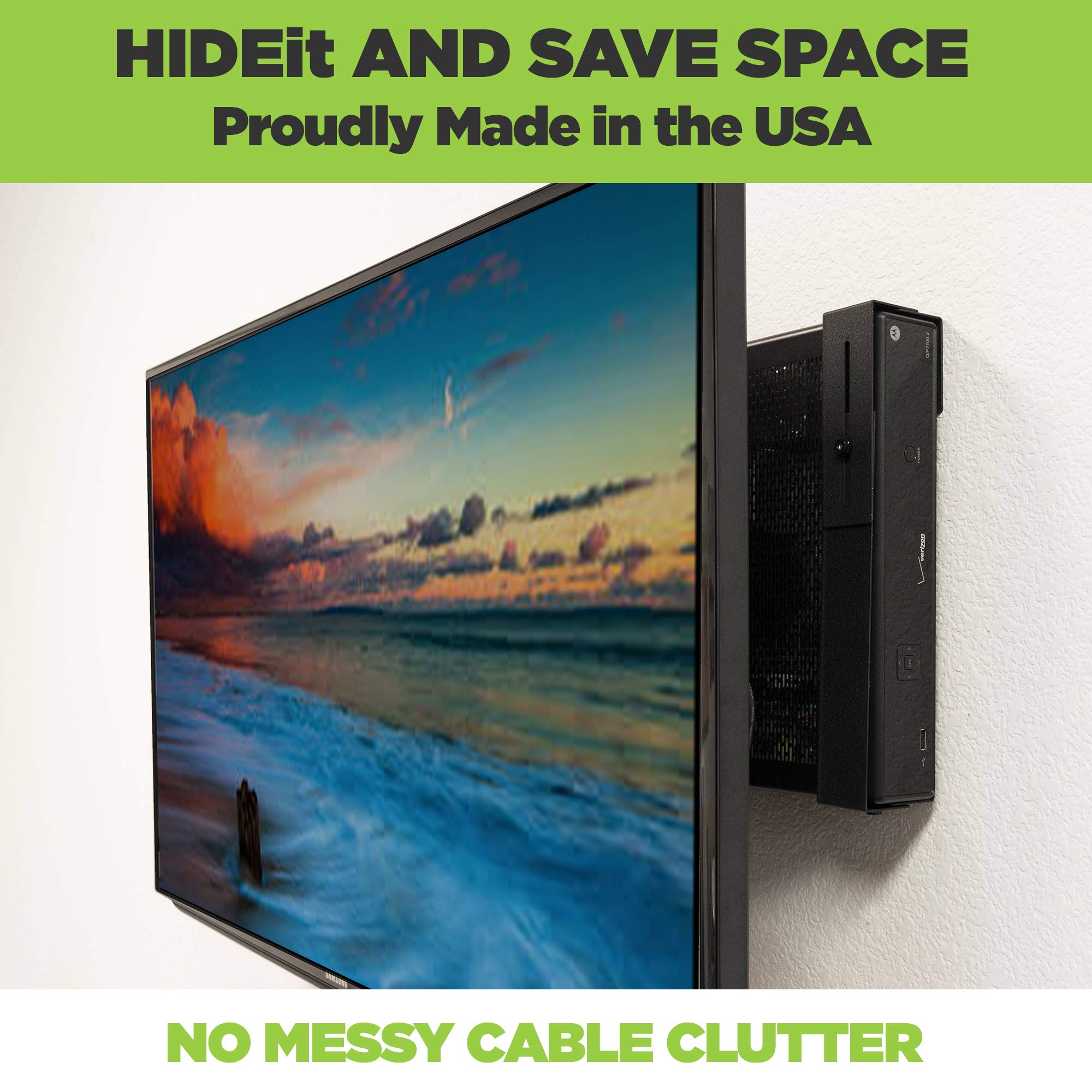 HIDEit Mounts Uni-MW Mount - Patented in 2015, Made in USA - Steel Adjustable Medium and Wide Device Wall Mount, Hide Your Cable TV Box, Game Consoles, Set-Top Boxes, Satellite Receivers and More