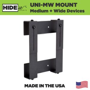 HIDEit Mounts Uni-MW Mount - Patented in 2015, Made in USA - Steel Adjustable Medium and Wide Device Wall Mount, Hide Your Cable TV Box, Game Consoles, Set-Top Boxes, Satellite Receivers and More