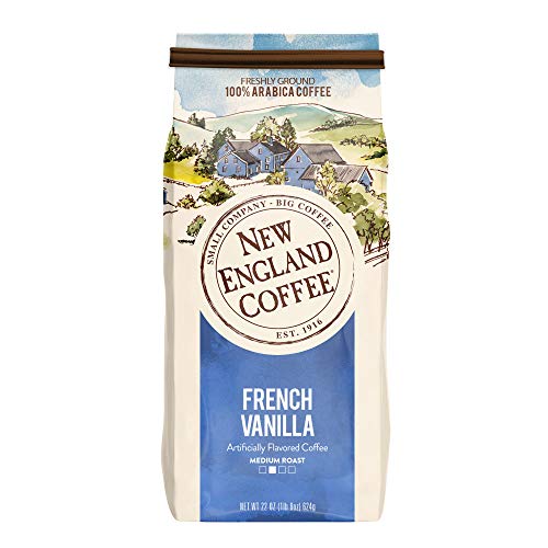 New England Coffee French Vanilla Medium Roast Ground Coffee, 22oz Bag (Pack of 1)