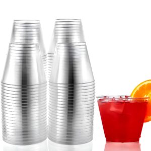 hard plastic tumblers 9 oz. party cups/old fashioned glass, 50 count drinking glasses, crystal clear