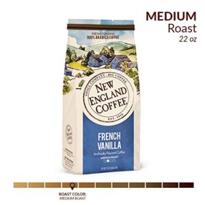 New England Coffee French Vanilla Medium Roast Ground Coffee, 22oz Bag (Pack of 1)