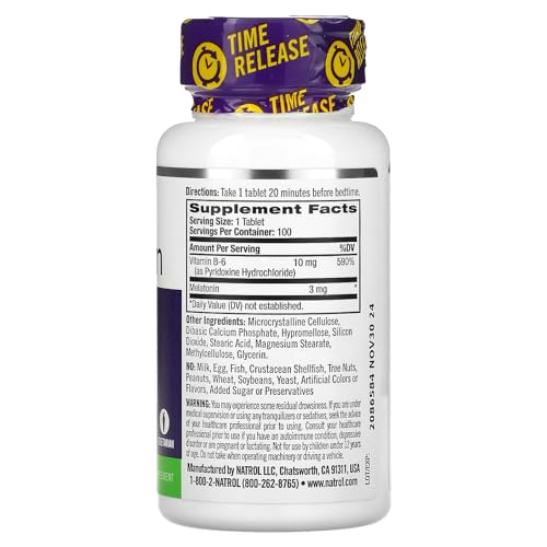 Natrol Melatonin 3 mg Sleep Time Release Dietary Supplement Tablets 100 ea