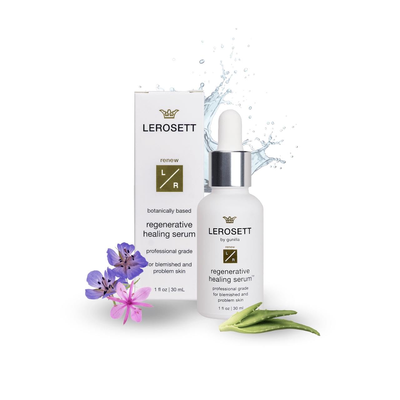 LEROSETT Serum for Acne Scarring Healing, Redness, Breakouts, Blemishes, Irritation, Razor Burn, Hydrate & Soothes Skin, Natural Serum. Plant Based Vegan - 1 oz