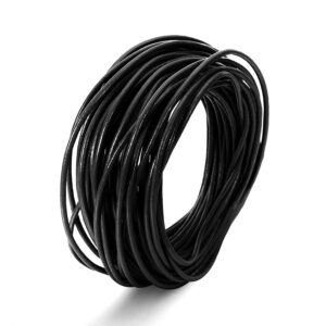 BEADNOVA Genuine Round Leather Cord Black Leather Strips for Jewelry Making Bracelet Necklace Beading (11 Yards,1.5mm)