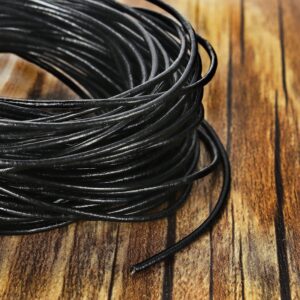 BEADNOVA Genuine Round Leather Cord Black Leather Strips for Jewelry Making Bracelet Necklace Beading (11 Yards,1.5mm)