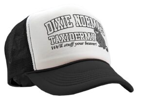 dixie normas taxidermy - funny joke - vintage retro style trucker cap hat (black)