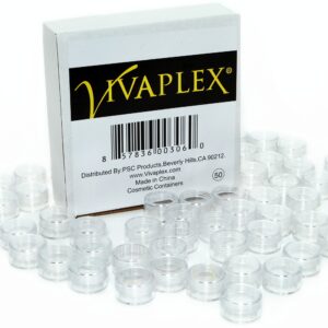 Vivaplex, 50, Clear, Empty, 5 Gram Plastic Pot Jars, Cosmetic Containers.