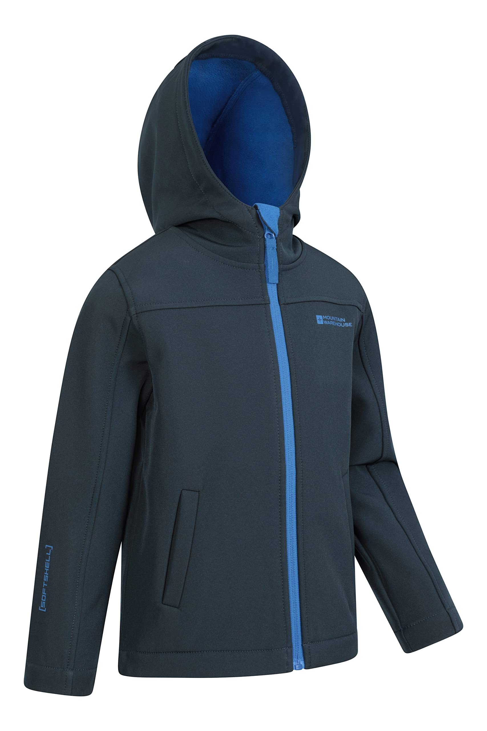 Mountain Warehouse Exodus Kids Softshell Jacket with Hood - Girls Boys Coat Navy 9-10 Years