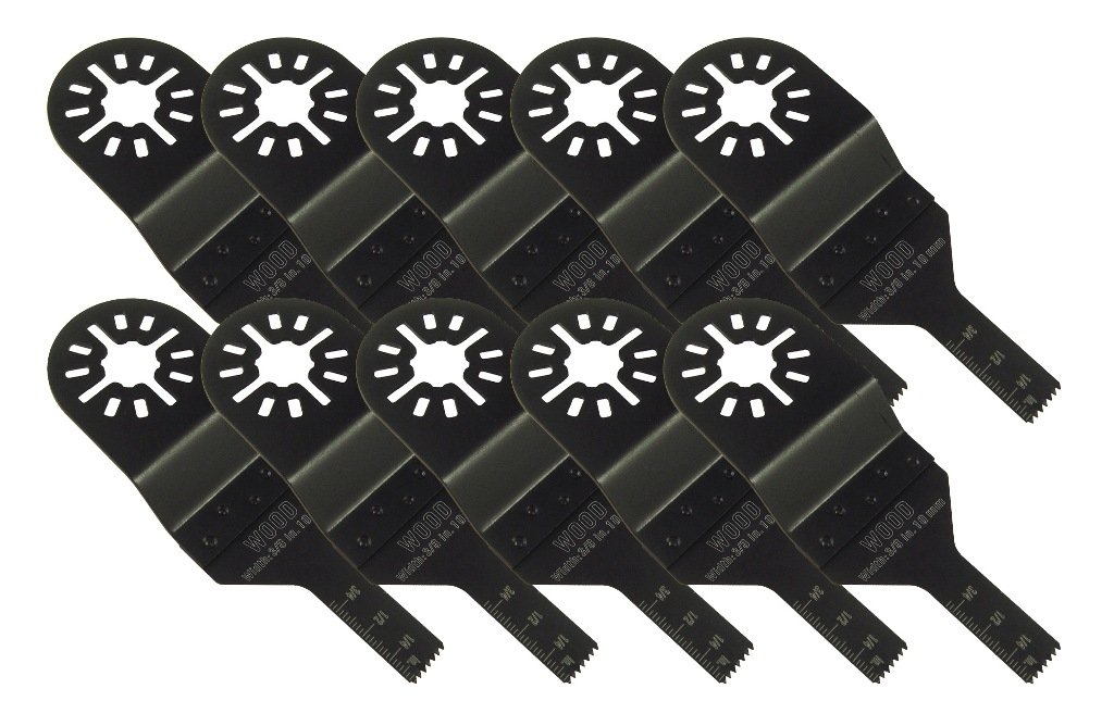 3/8" x HCS Oscillating Tool Blade 10 Pack - Universal Arbor for Fein Multimaster, Dremel, Bosch, Craftsman, Rockwell, Makita, Milwaukee and more.