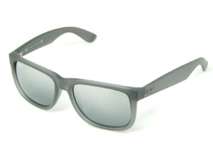 ray ban justin rb4165 852/88 gray faded rubber/gray gradient mirror 51mm sunglasses