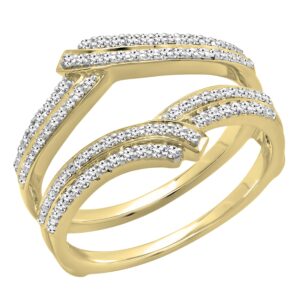 Dazzlingrock Collection 0.32 Carat (Cttw) Round White Diamond Enhancer Guard Anniversary Ring for Women in 14K Yellow Gold Size 7