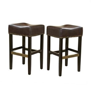 christopher knight home louigi backless leather barstools, 2-pcs set, brown