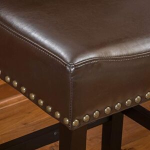 Christopher Knight Home Louigi Backless Leather Barstools, 2-Pcs Set, Brown