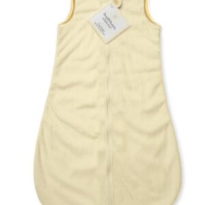 SwaddleDesigns Baby Velvet Sleeping Sack, Pastel Yellow with Yellow Trim, 12-18 Months, Wearable Blanket with 2-Way Zipper