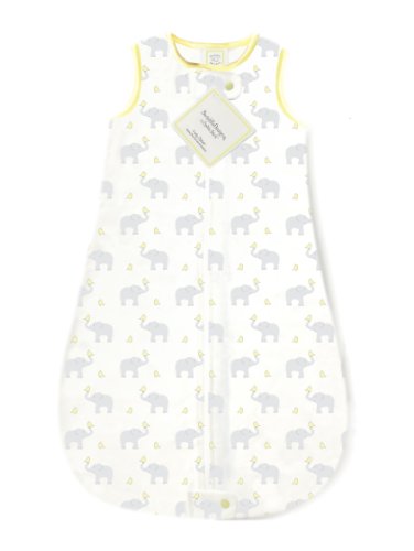 SwaddleDesigns Cotton Flannel Sleeping Sack, Sleeveless Wearable Blanket with 2-Way Zipper, Made in USA, Elephant and Yellow Chickies, 12-18 Months