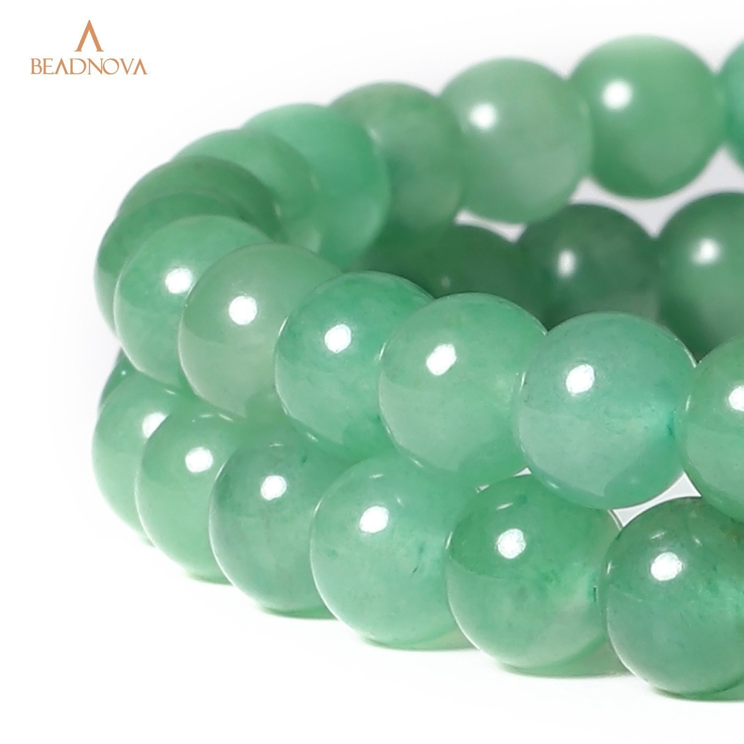 BEADNOVA Green Aventurine Beads Natural Crystal Beads Stone Gemstone Round Loose Energy Healing Beads with Free Crystal Stretch Cord for Jewelry Making (8mm, 45-48pcs)