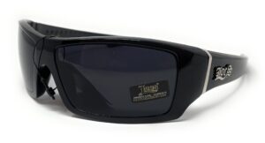 locs men's rectangular hardcore black wrap 63mm sunglasses (cursive logo)