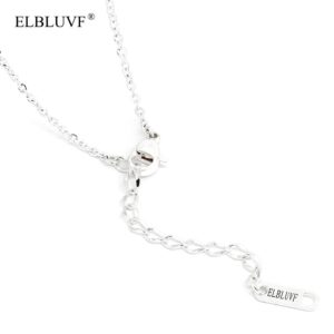 ELBLUVF Newest Stainless steel Anchor Infinity Y Shaped Lariat Style Necklace 18inch For Women (White gold color)