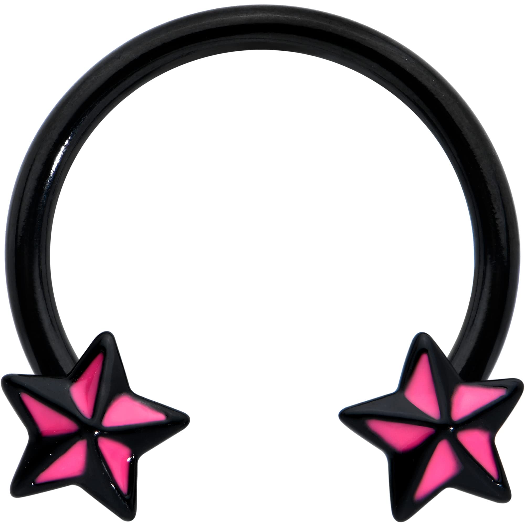 Body Candy 14 Gauge Black Pink Nautical Star Horseshoe Circular Barbell 9/16"