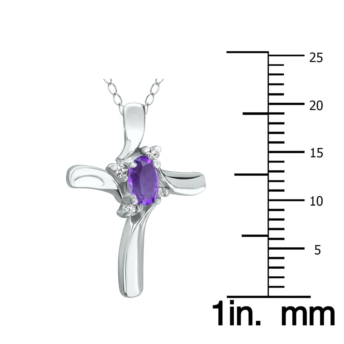 SZUL Amethyst Cross Diamond Pendant 10k White Gold