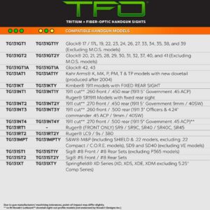 TRUGLO TFO Tritium & Fiber-Optic Handgun Sight | Durable Snag-Resistant Green Front Night Sight, Compatible with Ruger SR9/SR9C, SR40/SR40C, SR45