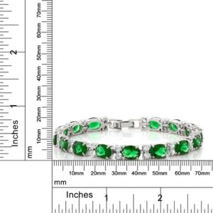 Gem Stone King 40.00 Ct Oval and Round Green Color Cubic Zirconias CZ Tennis Bracelet for Women 7 Inch