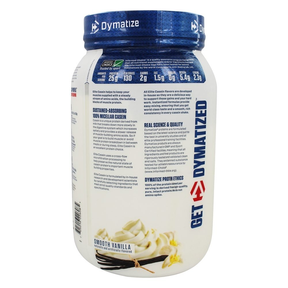 Dymatize Nutrition - Elite Casein Protein Powder 100% Micellar Casein Smooth Vanilla - 2 lbs.