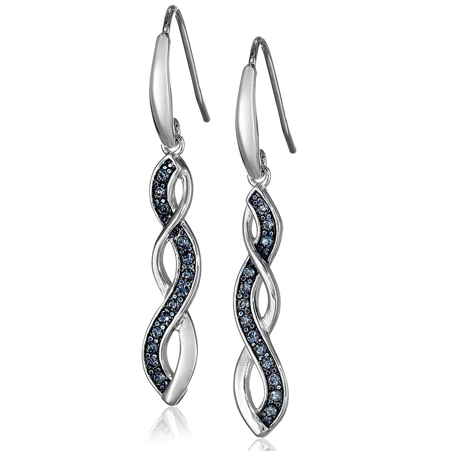 MORGAN & PAIGE 925 Sterling Silver Montana Blue Crystal Twisted Dangle Earrings