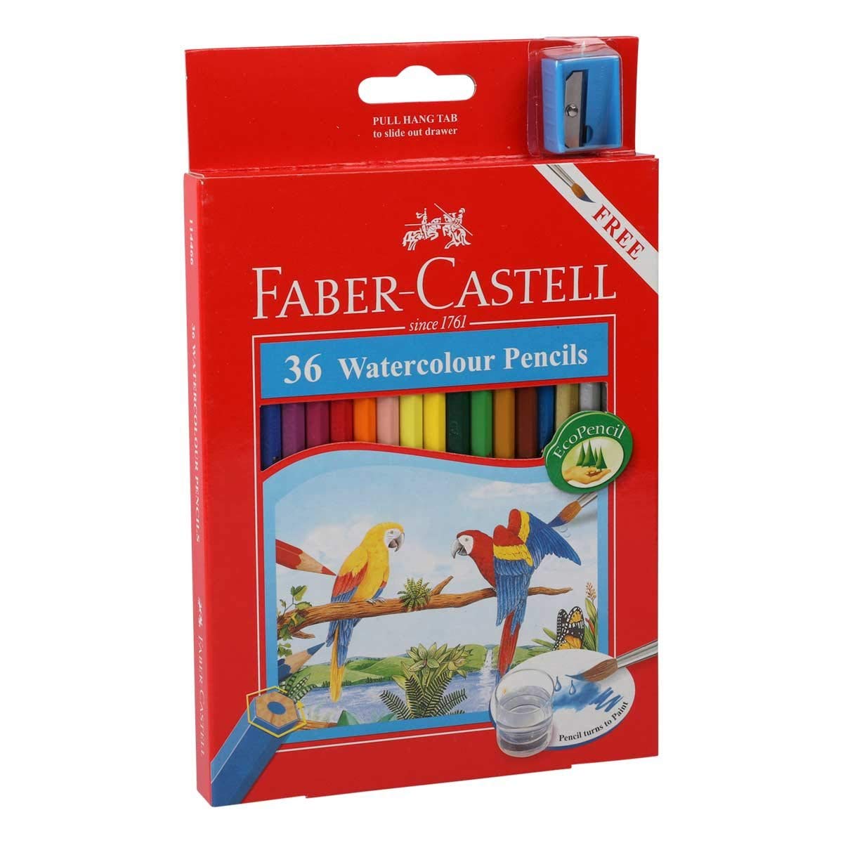 Faber Castell WaterColor Pencils with Sharpener and Brush, 48 WaterColored Pencils set