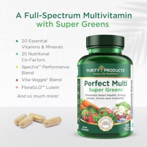 Purity Products Perfect Multi Super Greens Dietary Supplement Health Nutrition, 120 count